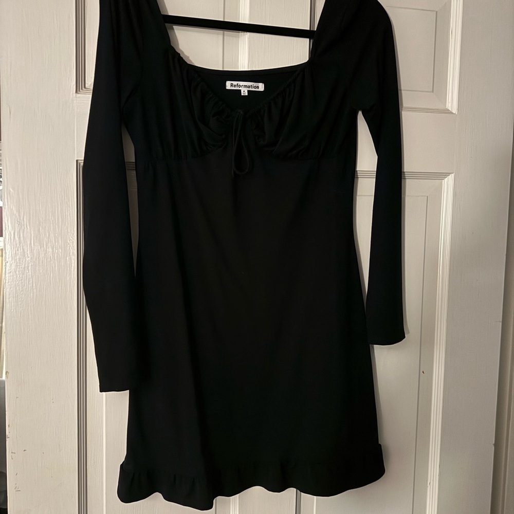 Reformation Elegant Black Long Sleeve Dress